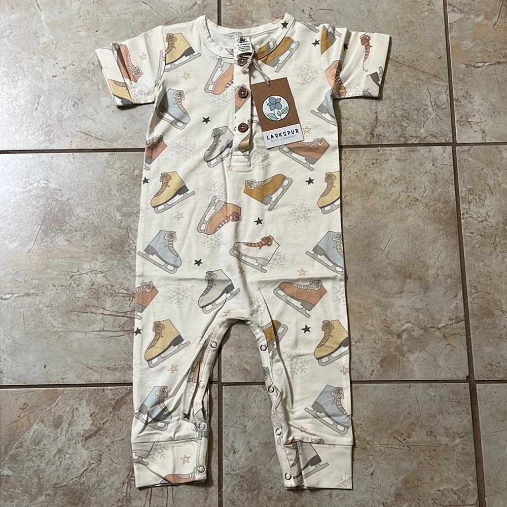 NWT Larkspur Baby Company Ice Ice Baby. Short Sleeve Henley Romper.